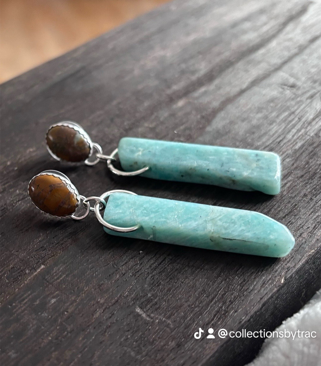 Amazonite/Jasper stone earring