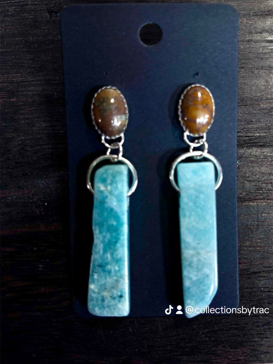Amazonite/Jasper stone earring