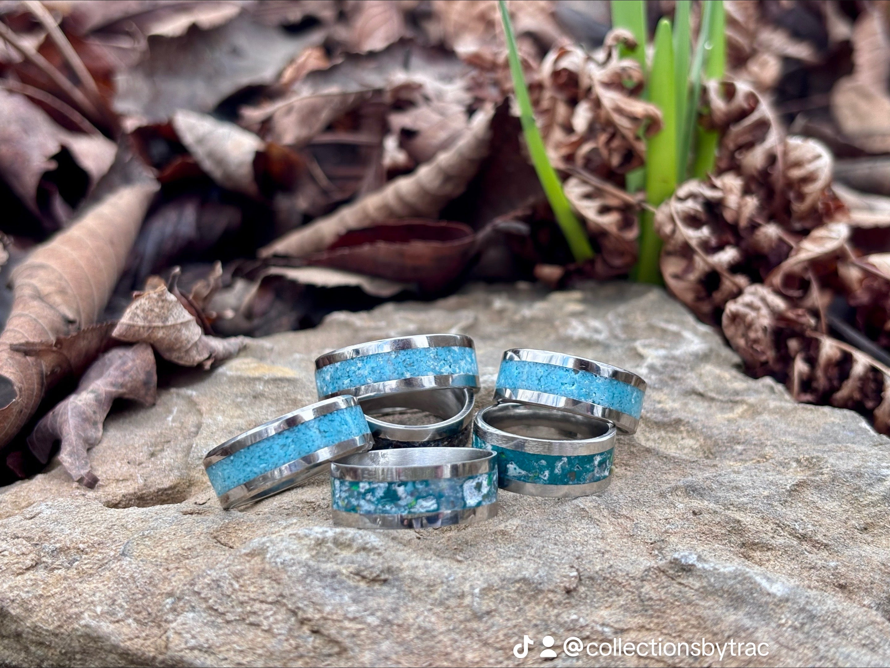 Turquoise and Opal inlay rings - collectionsbytracy.com