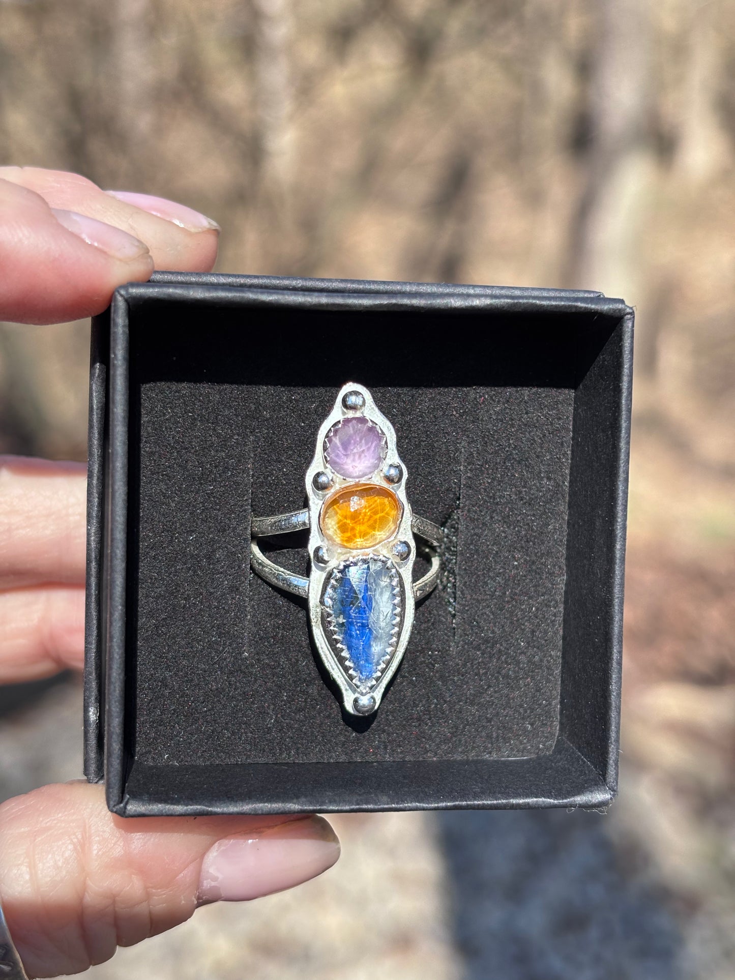 Triple Gemstone ring Size 8 - collectionsbytracy.com