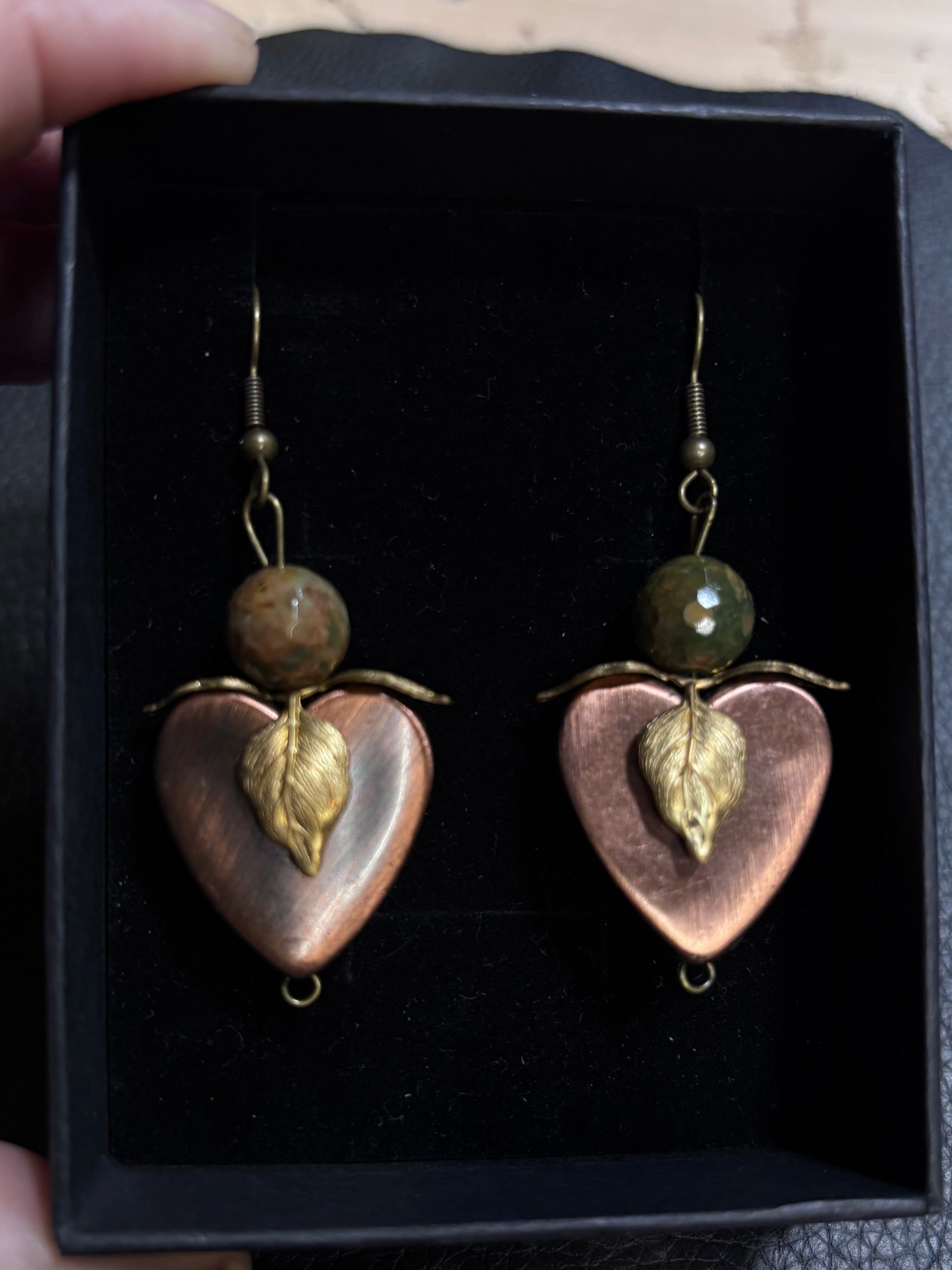 Copper heart earrings

