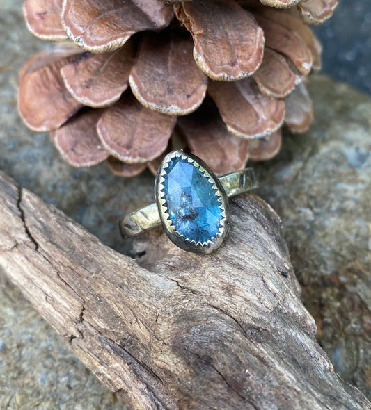 Rosecut Teal Moss Kyanite stone ring - collectionsbytracy.com