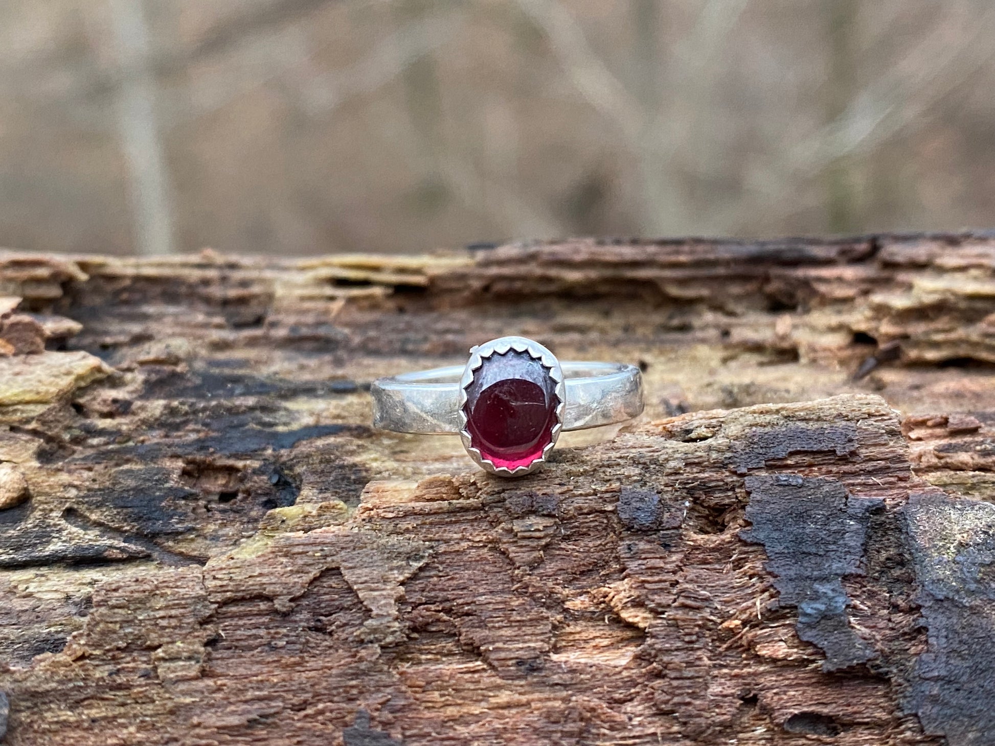 Winter Garnet rings and earrings - collectionsbytracy.com