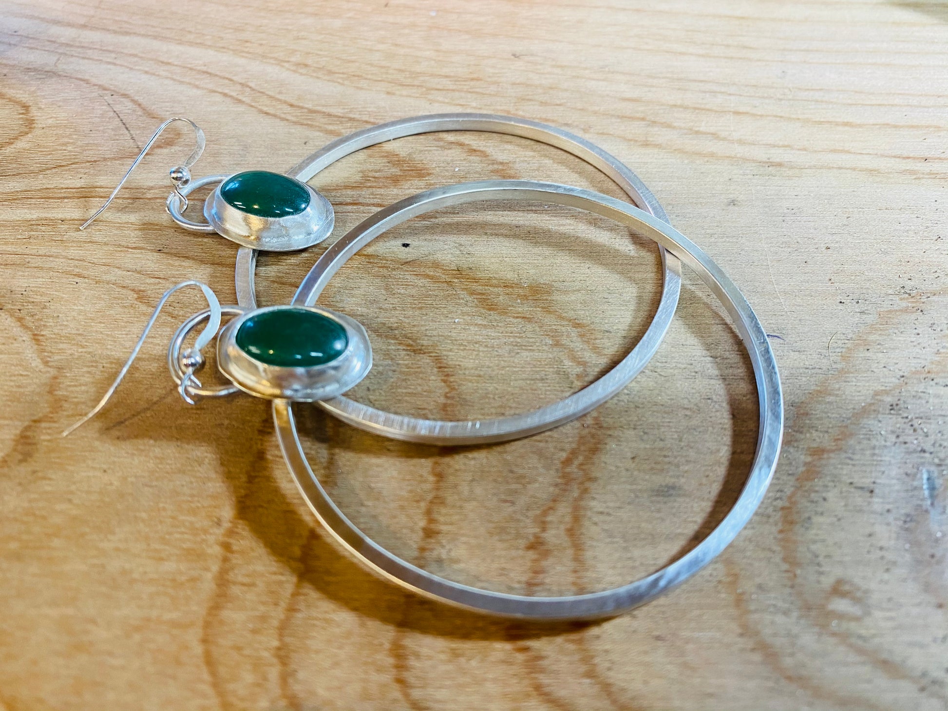 Green Aventurine gemstone hoop earrings - collectionsbytracy.com