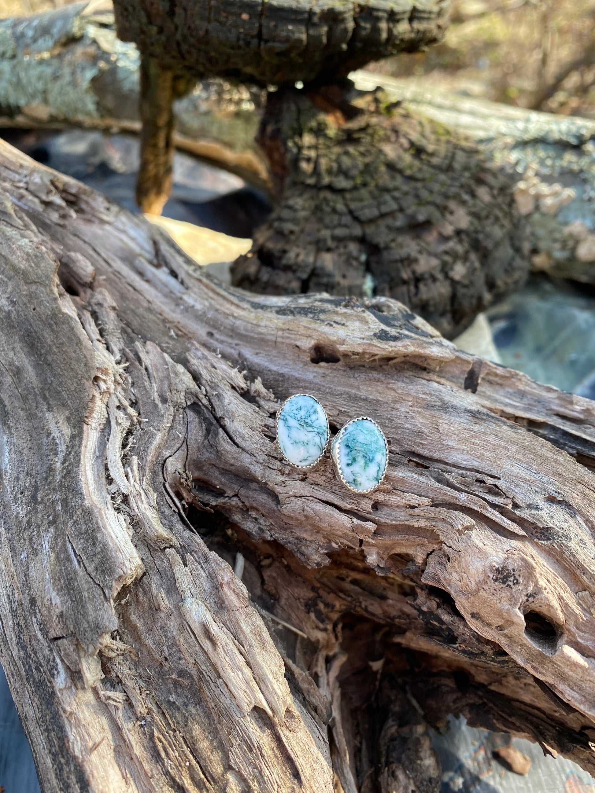 Tree Agate post earrings - collectionsbytracy.com