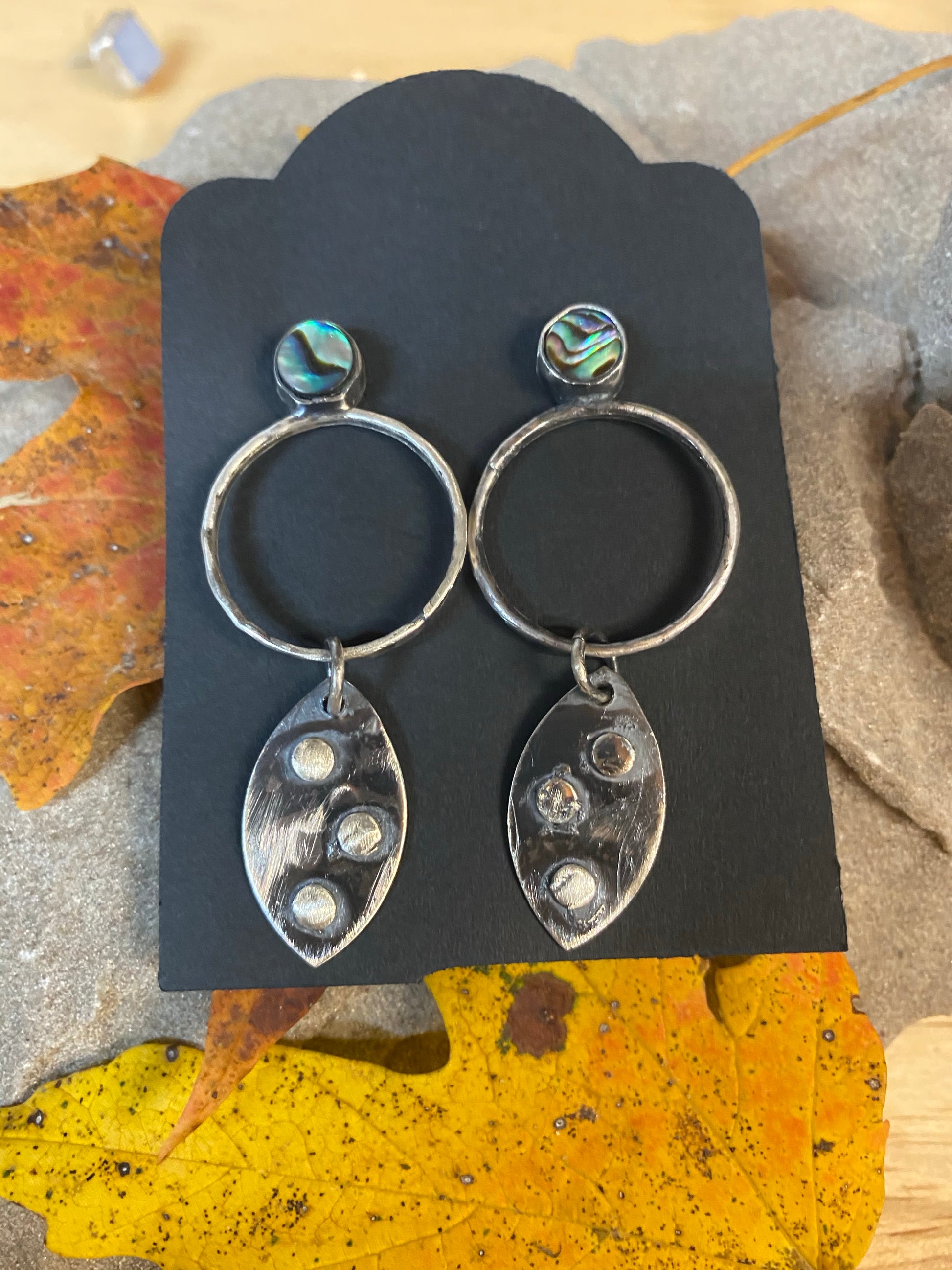 Abalone rustic dangle earrings - collectionsbytracy.com