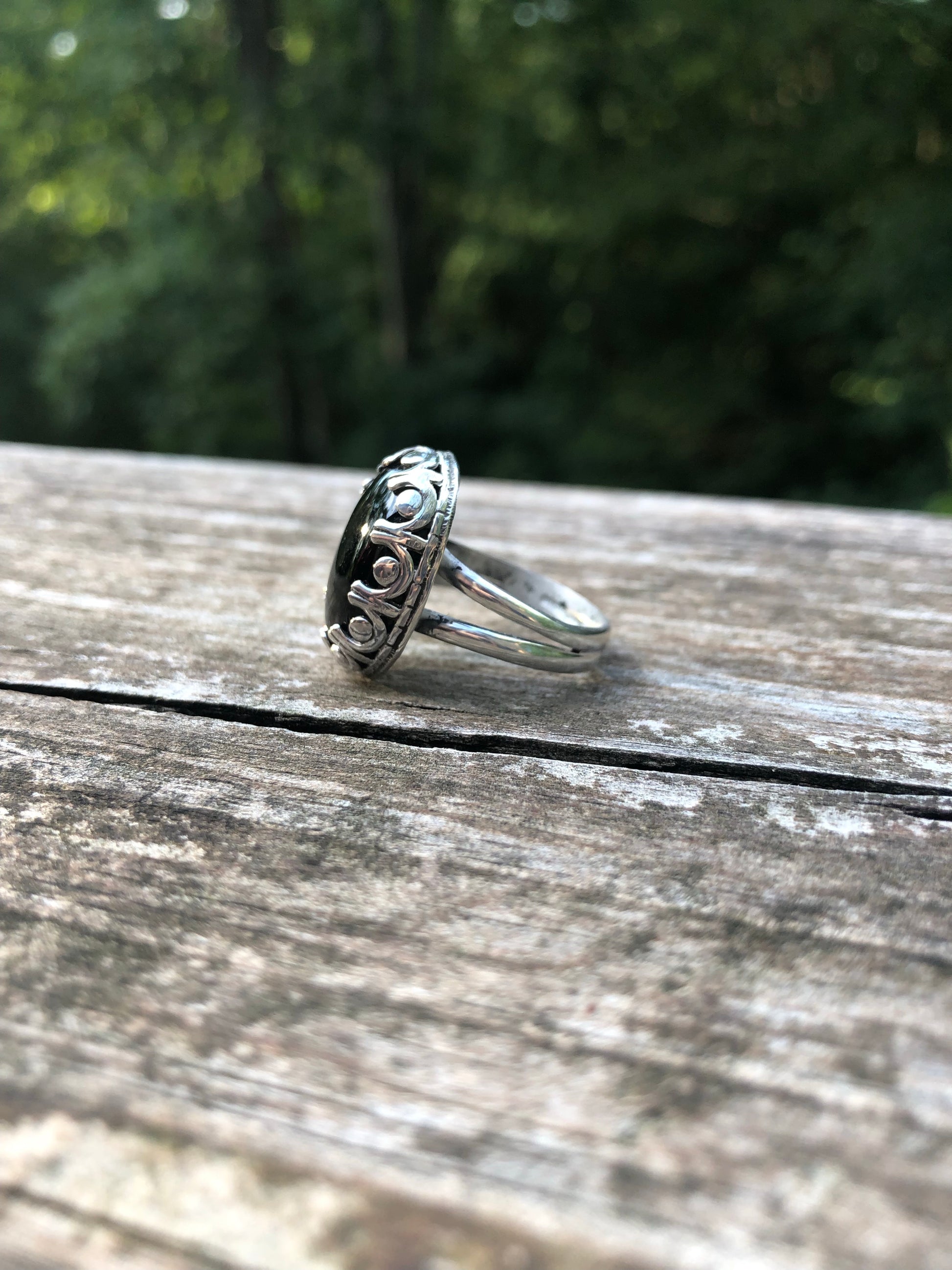 Black onyx sterling silver ring - collectionsbytracy.com