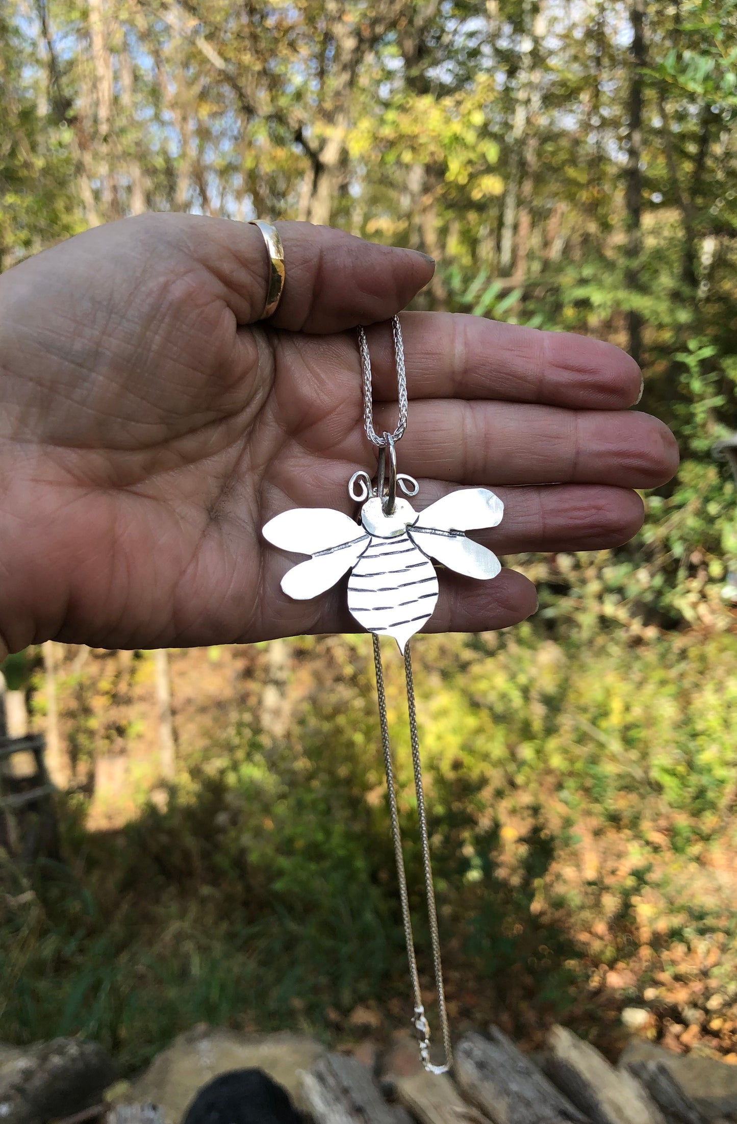Beatrice the Bumble bee silver necklace - collectionsbytracy.com