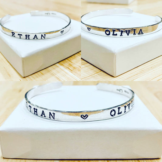 Personalized sterling silver bangles - collectionsbytracy.com