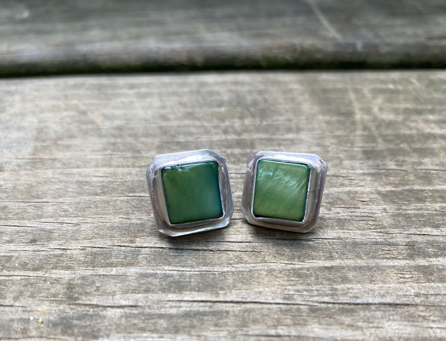 Green shell post earrings - collectionsbytracy.com