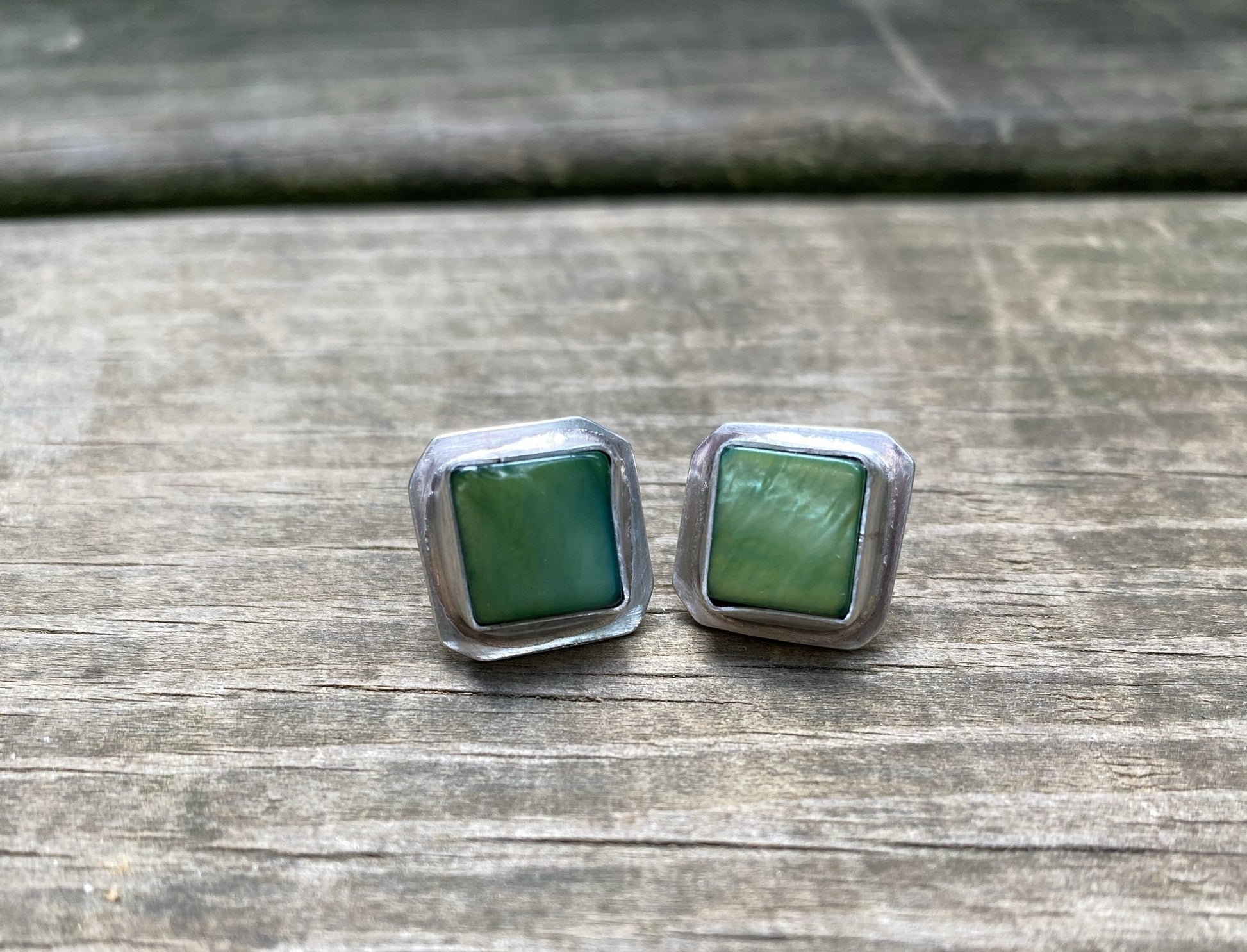 Green shell post earrings - collectionsbytracy.com