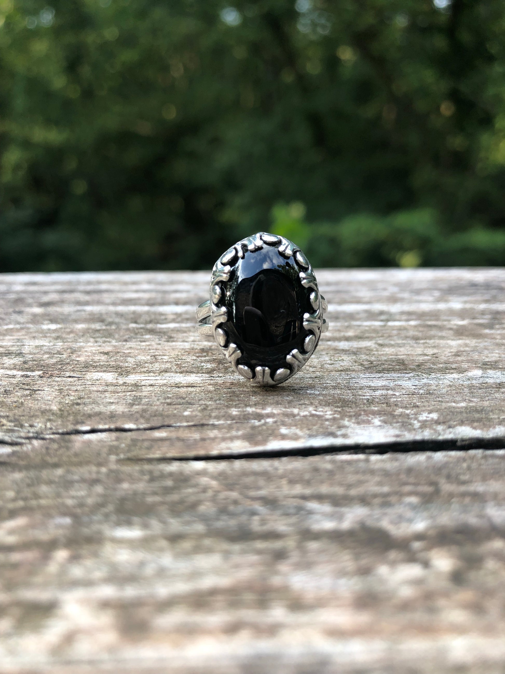 Black onyx sterling silver ring - collectionsbytracy.com