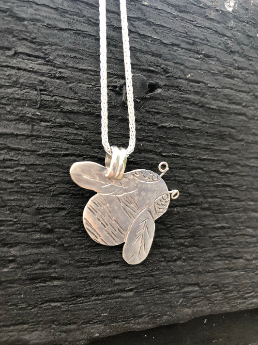 Bumble Bee Silver Necklace Mr. Bombus - collectionsbytracy.com