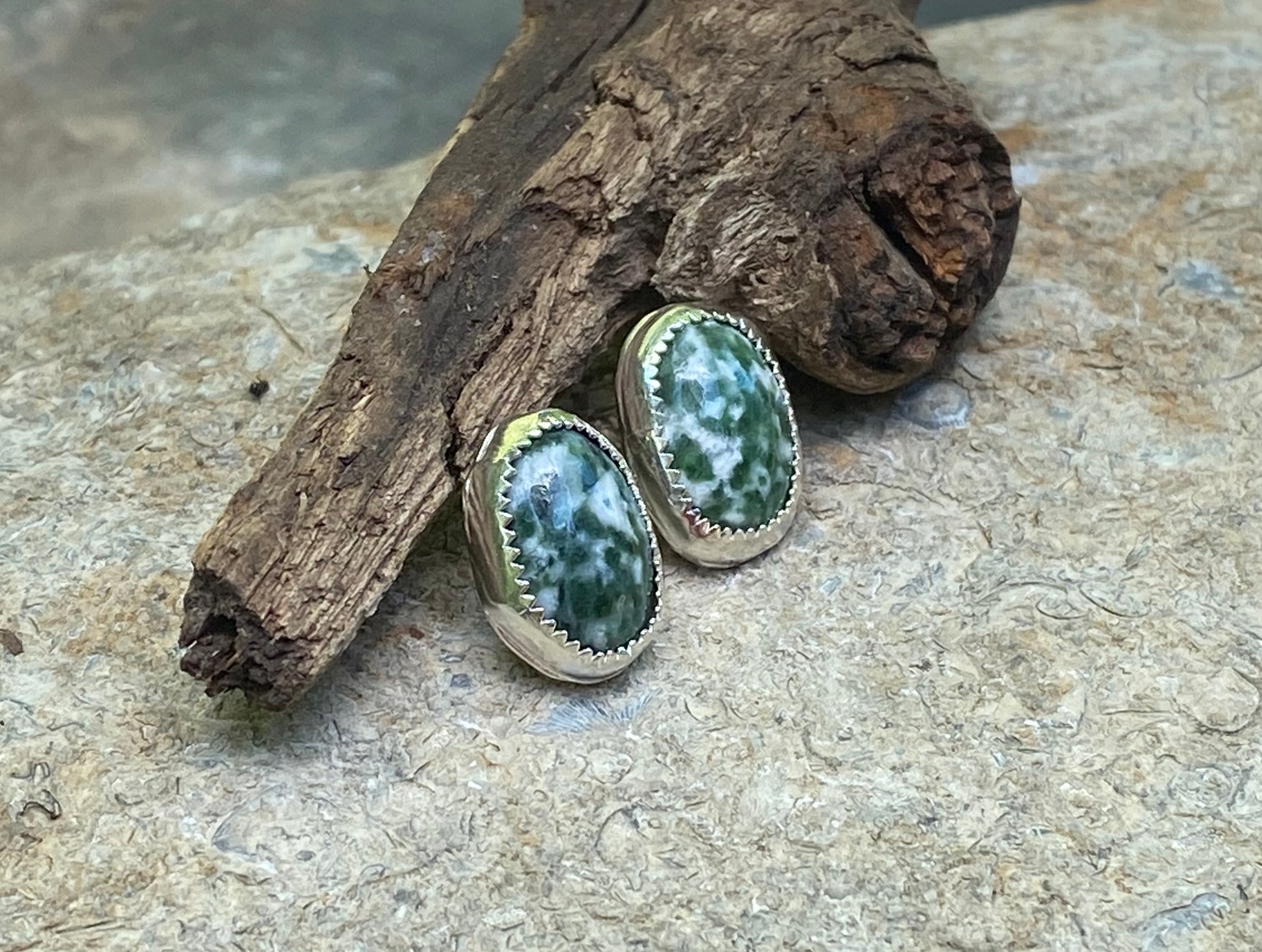 Moss agate earrings - collectionsbytracy.com