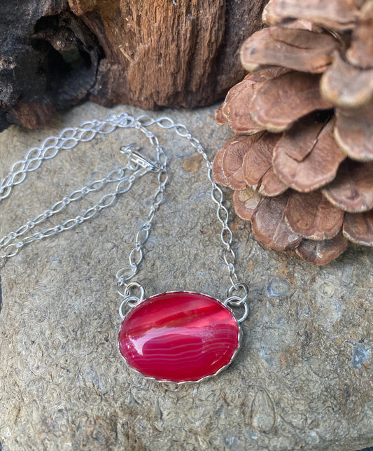 Pink agate gemstone necklace - collectionsbytracy.com