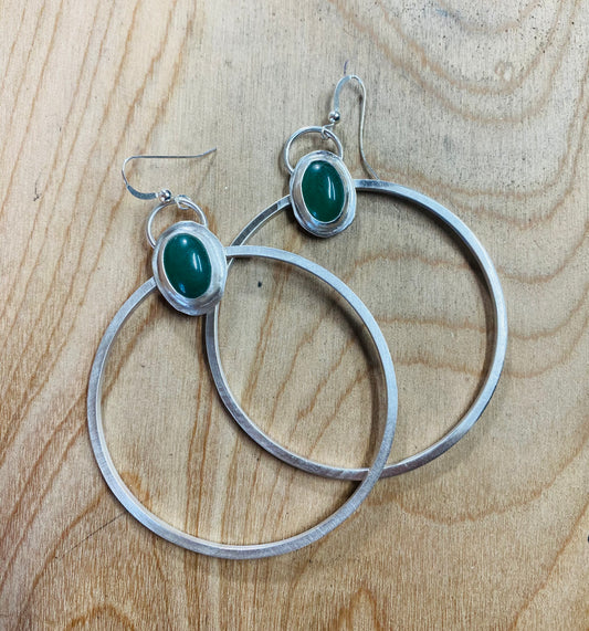 Green Aventurine gemstone hoop earrings - collectionsbytracy.com