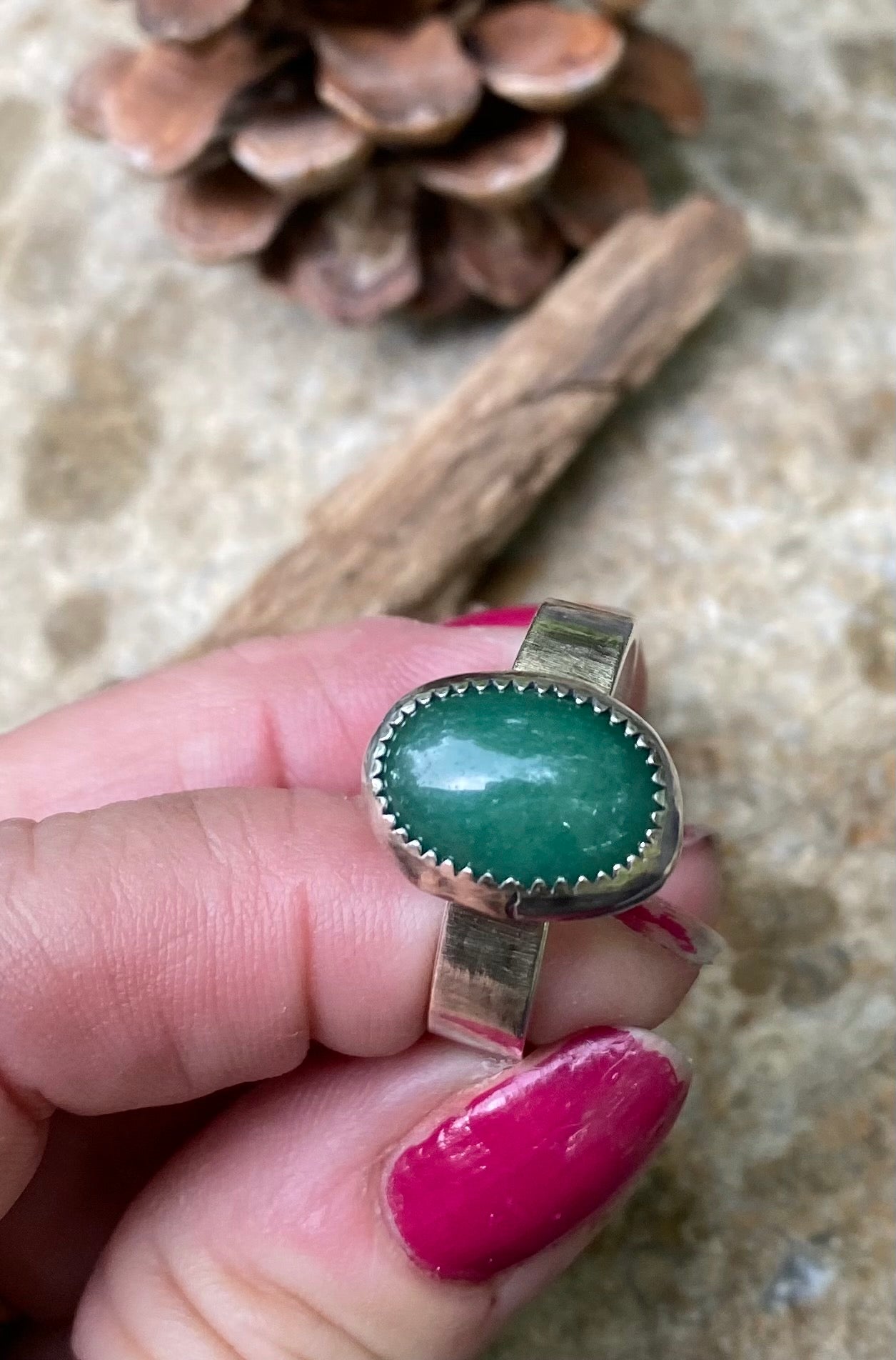 Green Aventurine gemstone ring - collectionsbytracy.com