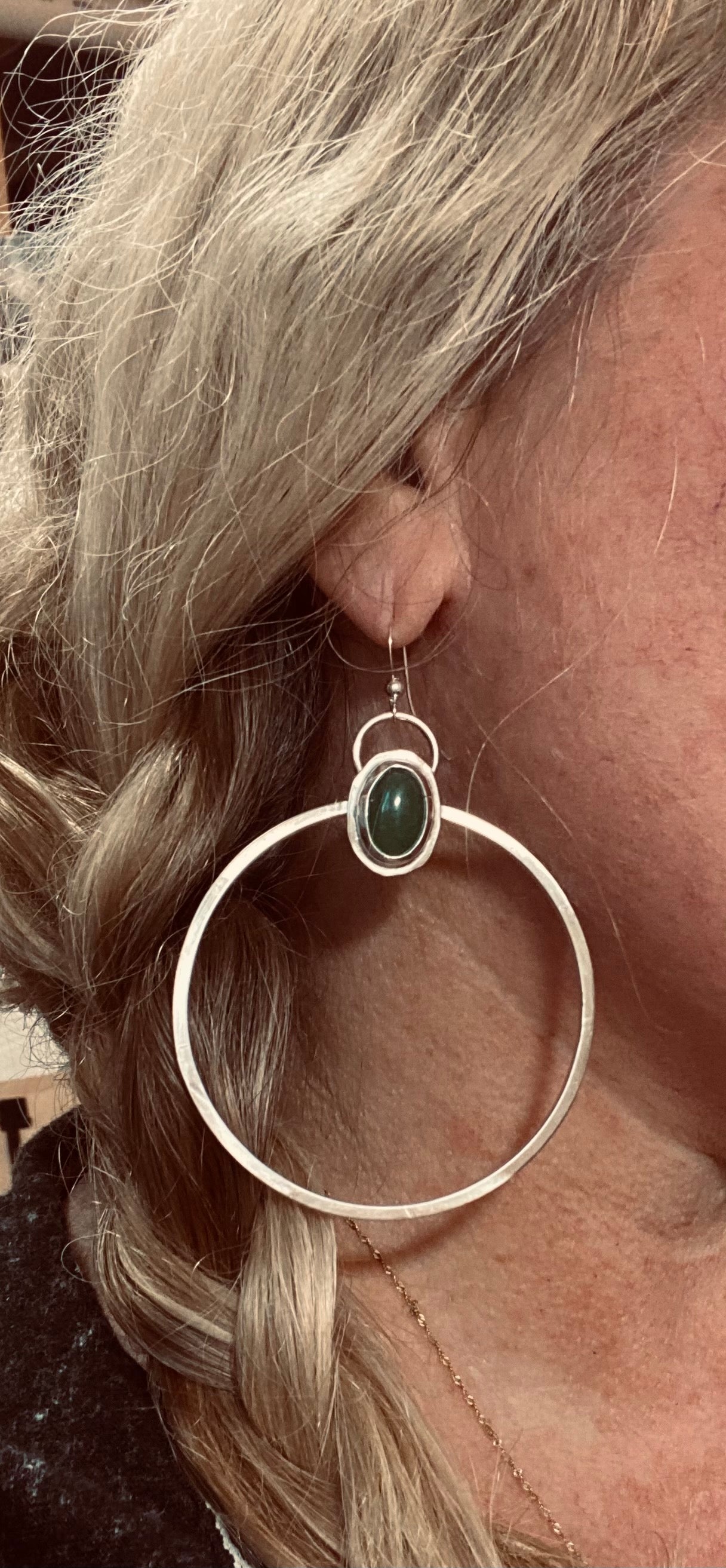 Green Aventurine gemstone hoop earrings - collectionsbytracy.com