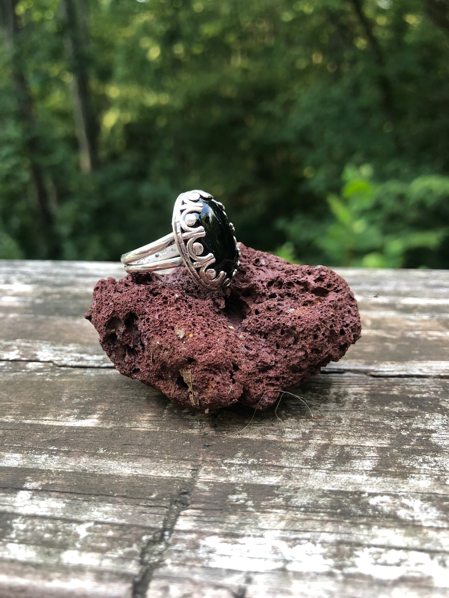 Black onyx sterling silver ring - collectionsbytracy.com