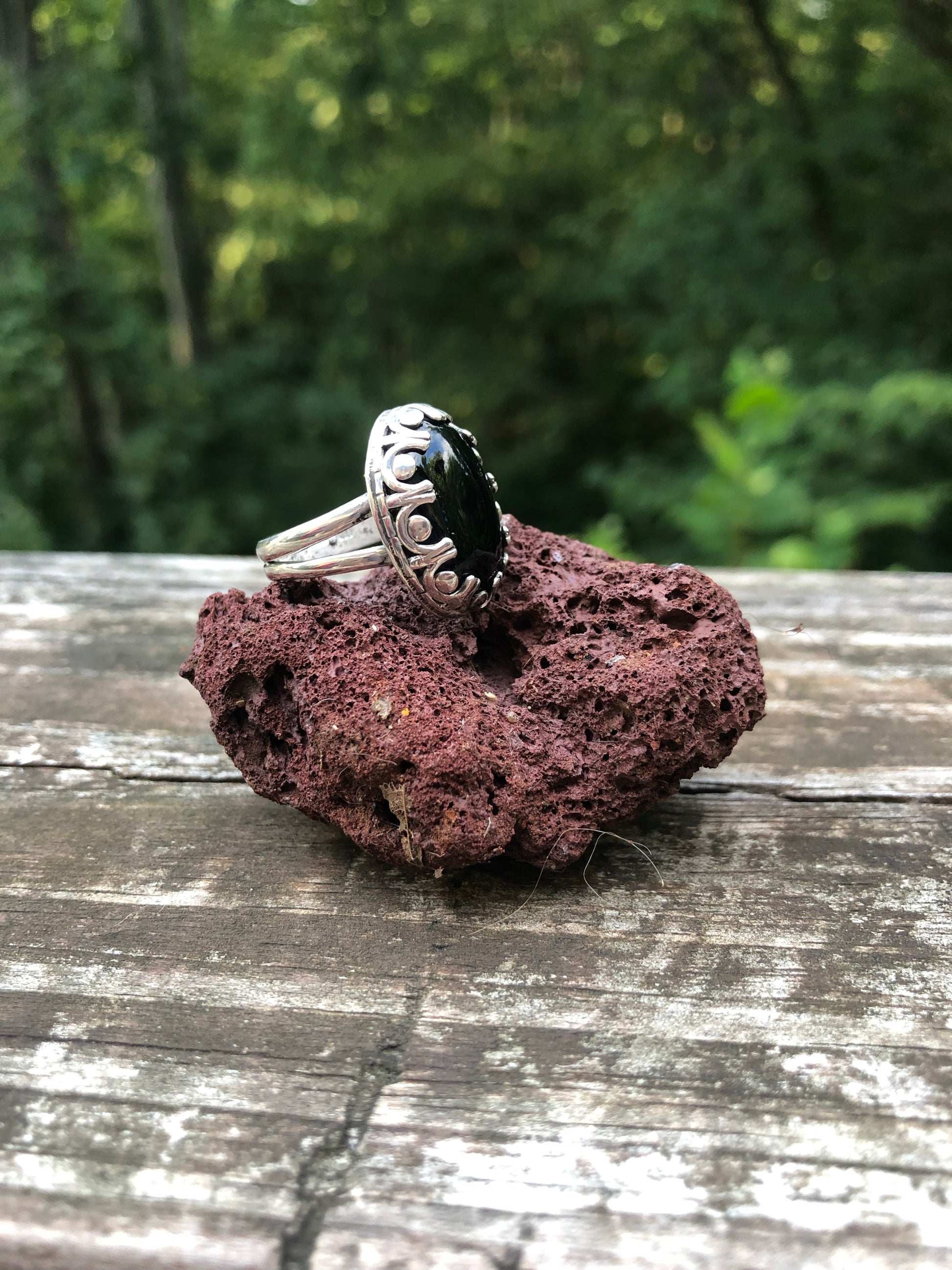 Black onyx sterling silver ring - collectionsbytracy.com