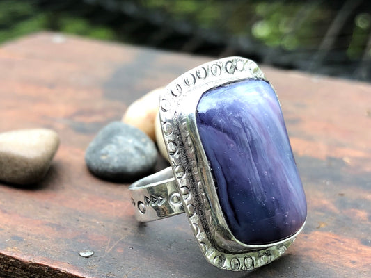Kiln-Fired Purple glass ring - collectionsbytracy.com
