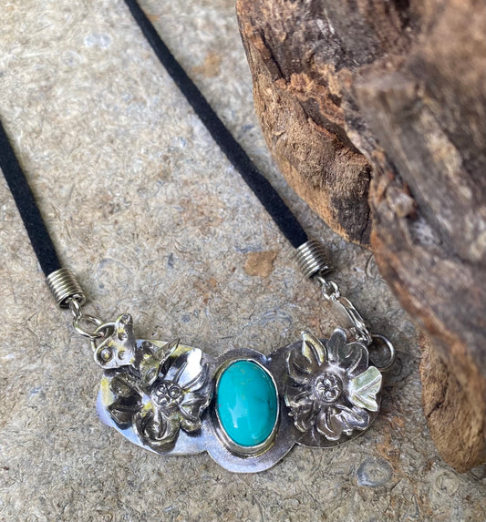 Turquoise flower necklace - collectionsbytracy.com