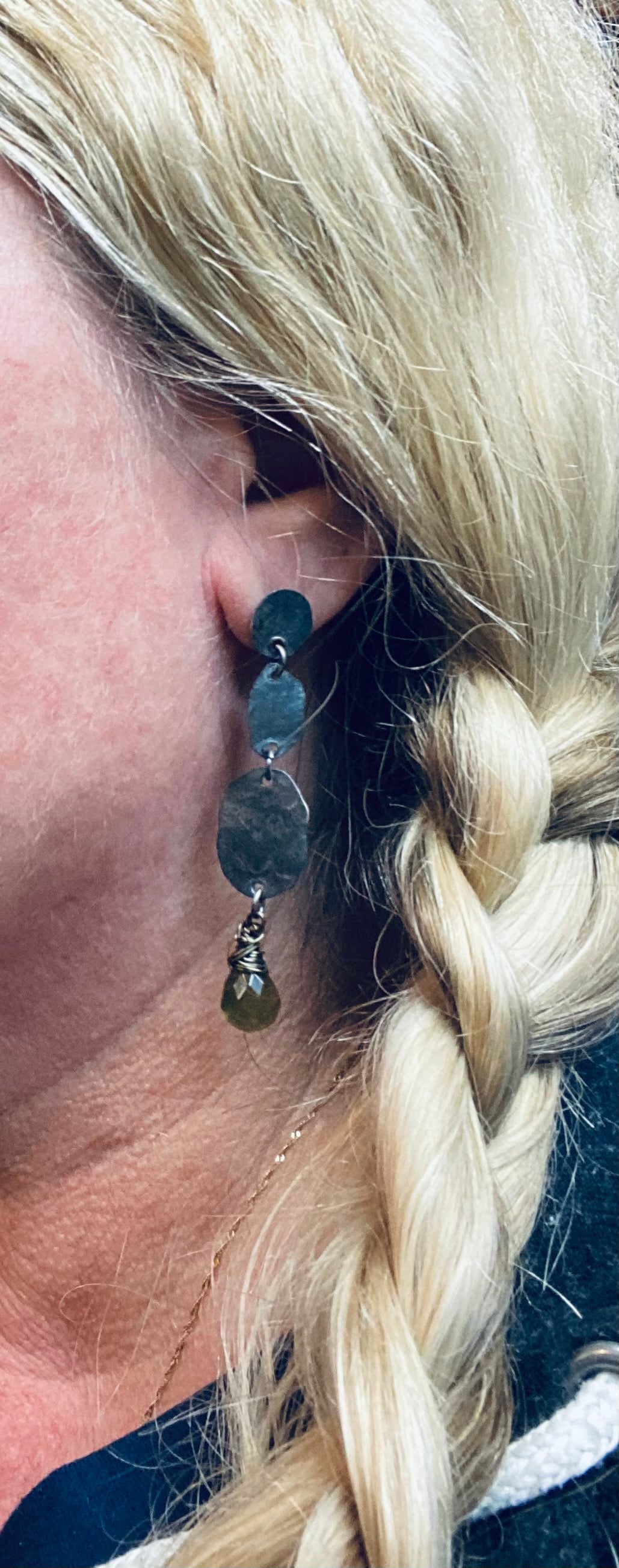 Antiqued Olive Green quartz earring - collectionsbytracy.com