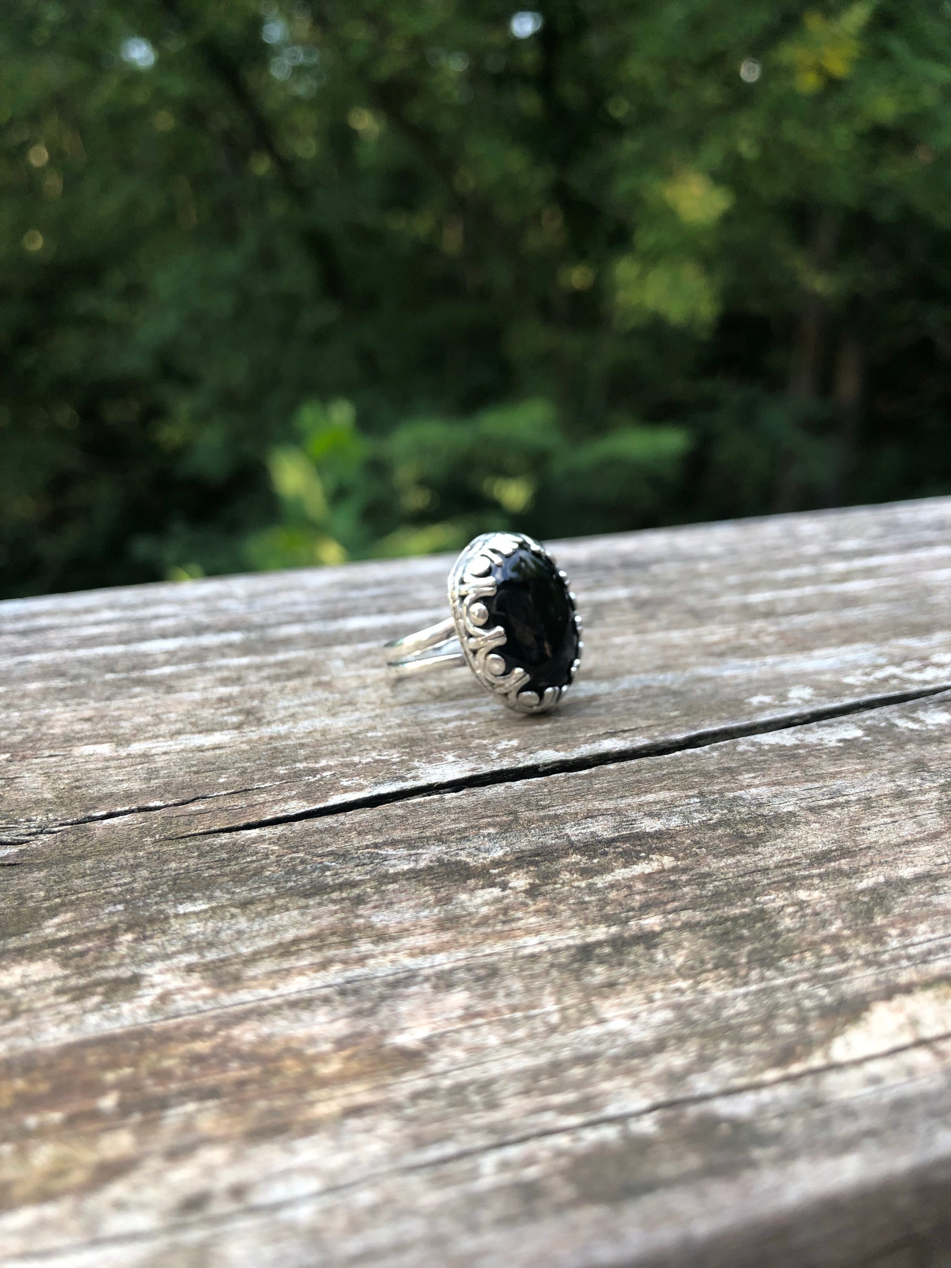 Black onyx sterling silver ring - collectionsbytracy.com