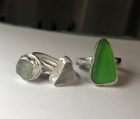 Beach glass custom rings - collectionsbytracy.com