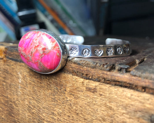 Pink agate stone bangle - collectionsbytracy.com