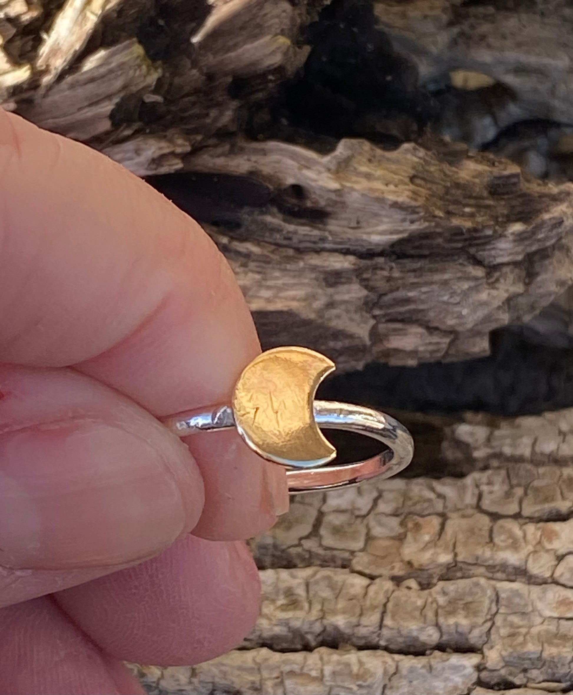 Waning crescent moon ring - collectionsbytracy.com