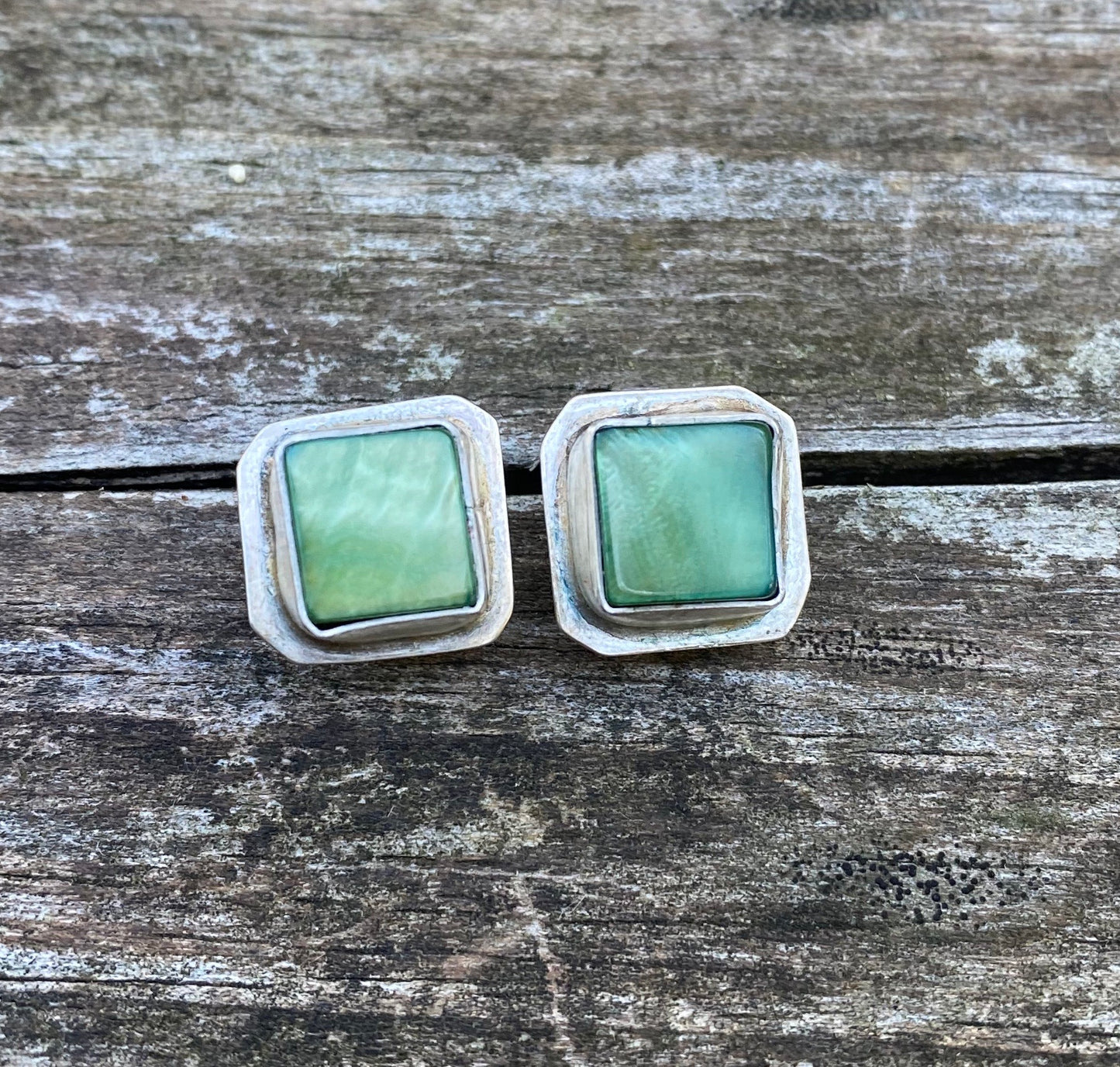 Green shell post earrings - collectionsbytracy.com