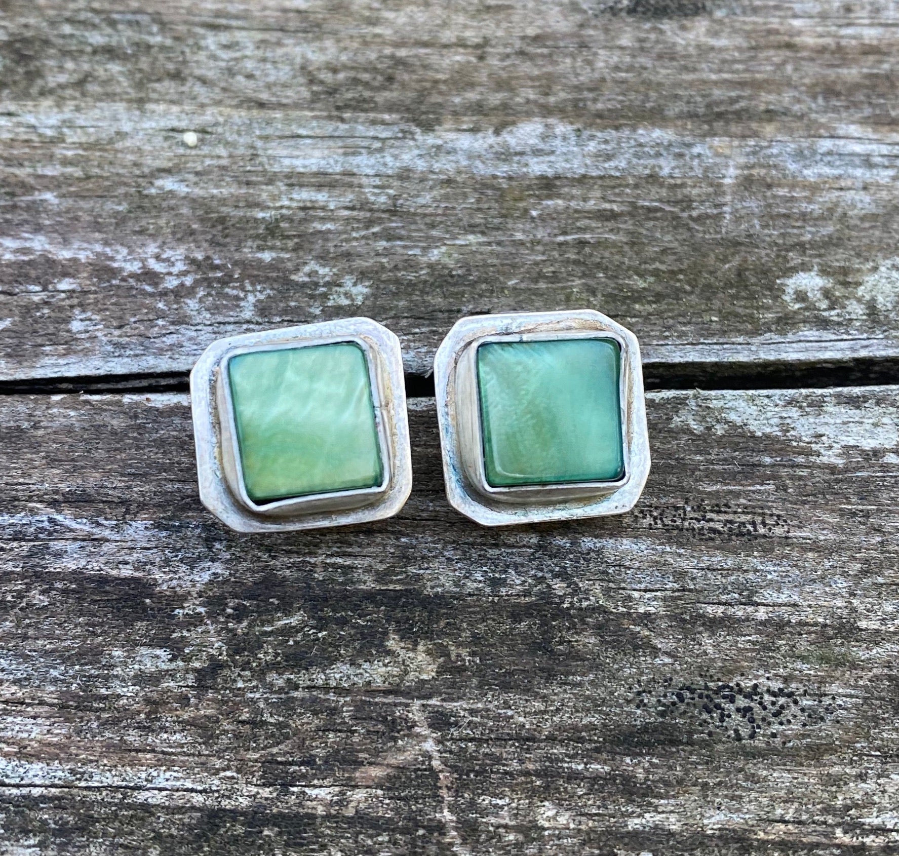 Green shell post earrings - collectionsbytracy.com