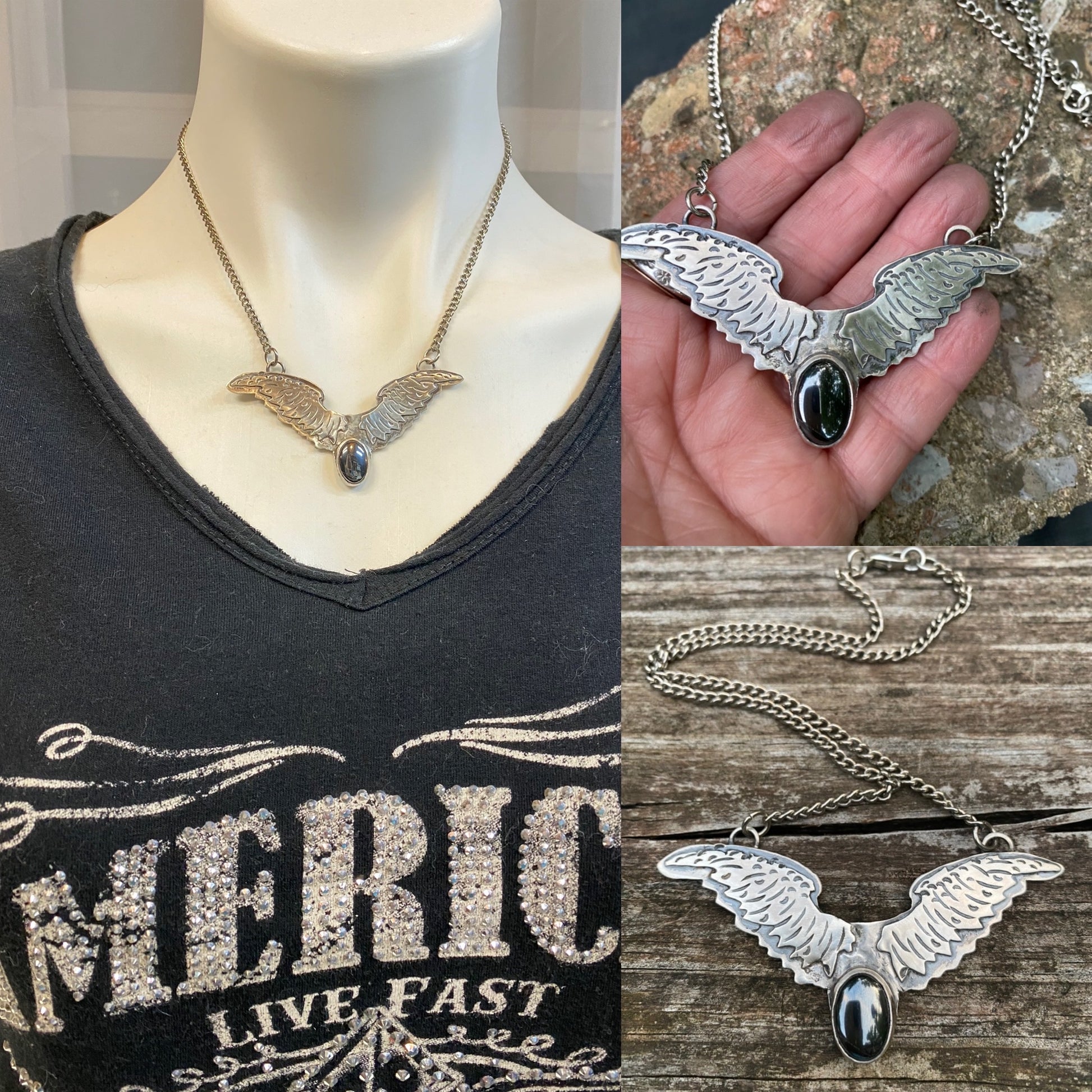 Wing gemstone necklace - collectionsbytracy.com