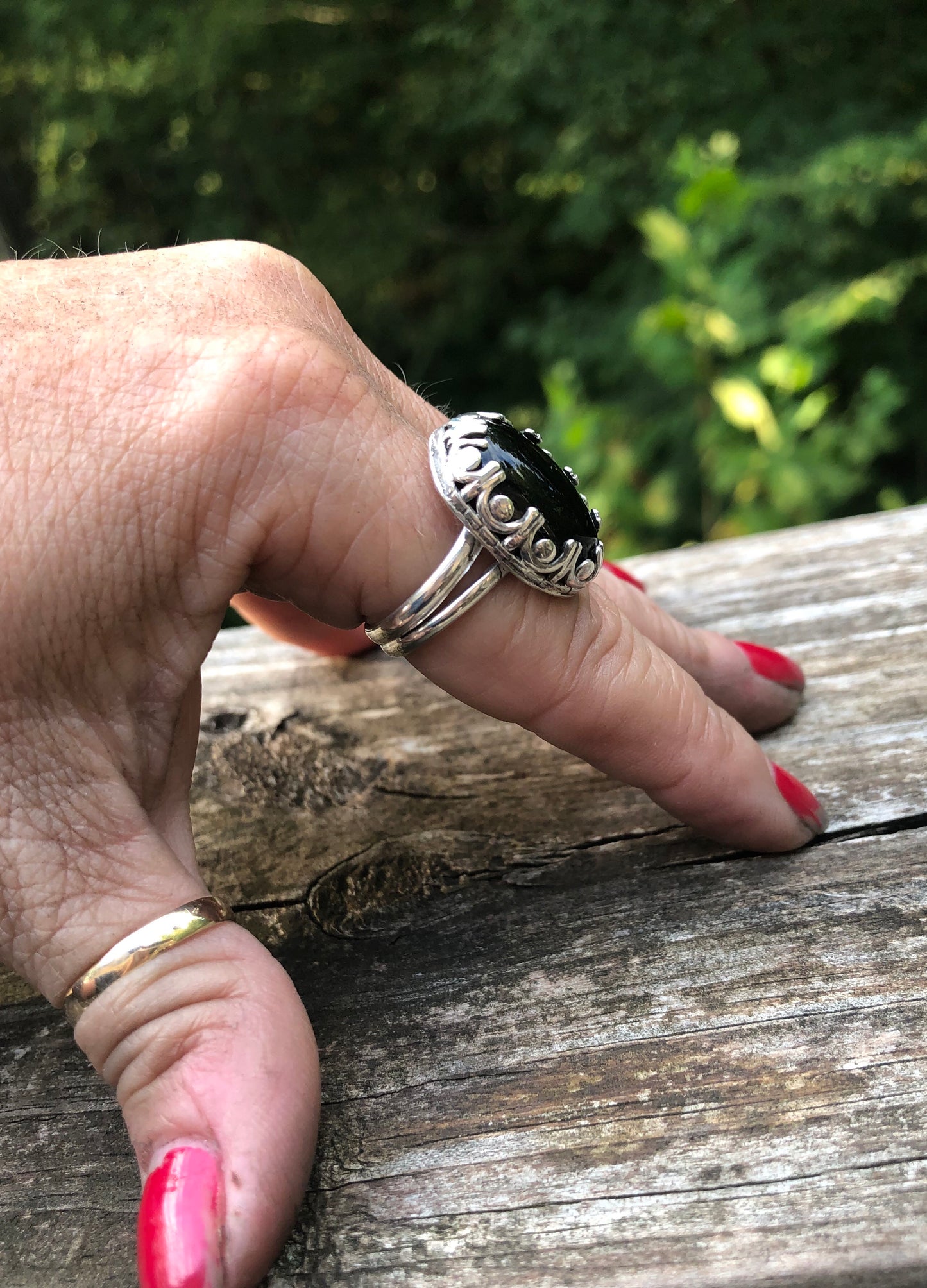 Black onyx sterling silver ring - collectionsbytracy.com