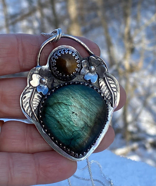 Labradorite and Tigereye stone necklace - collectionsbytracy.com